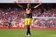 LONDON, ENGLAND - JULY 31: Thierry Henry of New York Red Bulls celebrates after Kyle Bartley of Arsenal scores an own goal during the Emirates Cup match between Arsenal and New York Red Bulls at the Emirates Stadium on July 31, 2011 in London, England.