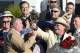May 3, 2014; Louisville, KY, USA; California Chrome co-owners Steven Coburn (right) and Perry Martin (left) celebrate with the winner's trophy after the 2014 Kentucky Derby at Churchill Downs. Mandatory Credit: Richard Mackson-USA TODAY Sports