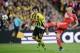 May 25, 2013; London, UNITED KINGDOM; Bayern Munich player Arjen Robben (right) passes the ball away from Borussia Dortmund player Mats Hummels during the Champions League final at Wembley Stadium. Mandatory Credit: Matthias Hangst/Witters Sport via USA T