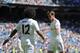 MADRID, SPAIN - MAY 17: Gareth Bale of Real Madrid CF reacts with Marcelo during the La Liga match between Real Madrid CF and RCD Espanyol at Santiago Bernabeu stadium on May 17, 2014 in Madrid, Spain. (Photo by Denis Doyle/Getty Images)