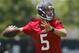 May 16, 2014; Jacksonville, FL, USA; Jacksonville Jaguars quarterback Blake Bortles (5) throws during rookie minicamp at Florida Blue Health and Wellness Practice Fields. Mandatory Credit: Phil Sears-USA TODAY Sports