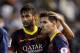 VALENCIA, SPAIN - APRIL 16: Lionel Messi (R) and Neymar of FC Barcelona react after losing 2-1 to Real Madrid in the Copa del Rey Final between Real Madrid and Barcelona at Estadio Mestalla on April 16, 2014 in Valencia, Spain. (Photo by Denis Doyle/Get