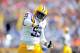 BATON ROUGE, LA - OCTOBER 12: Jermauria Rasco #59 of the LSU Tigers reacts to a defensive stop against the Florida Gators during a game at Tiger Stadium on October 12, 2013 in Baton Rouge, Louisiana. (Photo by Stacy Revere/Getty Images)