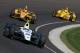INDIANAPOLIS, IN - MAY 23: Ed Carpenter, driver of the #20 Fuzzy's Vodka / Ed Carpenter Racing Chevrolet Dallara, leads a pack of cars during final practice on Carb Day for the 98th running of the Indianapolis 500 Mile Race on May 23, 2014 at Indianapoli