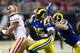 ST. LOUIS, MO - DECEMBER 02: Defensive end William Hayes #95 of the St. Louis Rams and defensive end Chris Long #91 of the St. Louis Rams chase down quarterback Colin Kaepernick #7 of the San Francisco 49ers during the game at the Edward Jones Dome on De