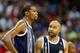 Apr 14, 2014; New Orleans, LA, USA; Oklahoma City Thunder forward Kevin Durant (35) and guard Derek Fisher (6) against the New Orleans Pelicans during the second half of a game at Smoothie King Center. The Pelicans defeated the Thunder 101-89. Mandatory C