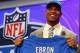 NEW YORK, NY - MAY 08: Eric Ebron of the North Carolina Tar Heels poses with a jersey after he was picked #10 overall by the Detroit Lions during the first round of the 2014 NFL Draft at Radio City Music Hall on May 8, 2014 in New York City. (Photo by E