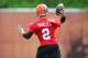 May 21, 2014; Berea, OH, USA; Cleveland Browns quarterback Johnny Manziel (2) during organized team activities at Cleveland Browns practice facility. Mandatory Credit: Andrew Weber-USA TODAY Sports