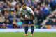 LIVERPOOL, ENGLAND - MAY 03: Sergio Aguero of Manchester City reacts after sustaining an injury during the Barclays Premier League match between Everton and Manchester City at Goodison Park on May 3, 2014 in Liverpool, England. (Photo by Clive Brunskill