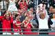 LONDON, ENGLAND - MAY 17: Arsene Wenger manager of Arsenal (R) lifts the trophy in celebration alongside Lukas Podolski (L), Mikel Arteta (2L) and Thomas Vermaelen (2R) after the FA Cup with Budweiser Final match between Arsenal and Hull City at Wembley