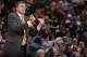 DENVER, CO - APRIL 9: Kevin McHale of the Houston Rockets directs his team during the game against the Denver Nuggets on April 9, 2014 at the Pepsi Center in Denver, Colorado. NOTE TO USER: User expressly acknowledges and agrees that, by downloading and/o