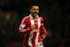 STOKE ON TRENT, ENGLAND - JANUARY 01: Oussama Assaidi of Stoke City celebrates scoring the opening goal during the Barclays Premier League match between Stoke City and Everton at Britannia Stadium on January 1, 2014 in Stoke on Trent, England. (Photo by