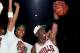 Scottie Pippen and Michael Jordan anchored a Bulls lineup whose starters rarely changed through two three-year title runs.