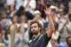 Jun 1, 2014; Paris, France; Ernest Gulbis (LAT) celebrates recording match point during his match against Roger Federer (SUI) on day eight at the 2014 French Open at Roland Garros. Mandatory Credit: Susan Mullane-USA TODAY Sports