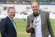 LONDON, ENGLAND - MAY 22: BBC Test Match Special commentator Jonathan Agnew with the managing director of England cricket Paul Downton during the 1st Royal London One Day International match between England and Sri Lanka at The Kia Oval on May 22, 2014 i