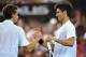 BRISBANE, AUSTRALIA - JANUARY 06: Ernests Gulbis of Latvia is congratulated by Novak Djokovic of Serbia after Gulbis won the match during day three of the Brisbane International 2009 at the State Tennis Centre on January 6, 2009 in Brisbane, Australia.
