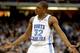 SYRACUSE, NY - MARCH 25: Rashad McCants #32 of the North Carolina Tar Heels looks for a call from the referee during their regional semi-final game against the Villanova Wildcats on March 25, 2005 at the Carrier Dome in Syracuse, New York. (Photo by Jam
