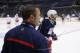LOS ANGELES, CA - JUNE 05: Head coach Alain Vigneault of the New York Rangers supervises the teams practice session on an off day during the 2014 NHL Stanley Cup playoffs at Staples Center on June 6, 2014 in Los Angeles, California. (Photo by Bruce Benne