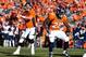 Jan 19, 2014; Denver, CO, USA; Denver Broncos running back Montee Ball (28) blocks for quarterback Peyton Manning (18) against the New England Patriots during the 2013 AFC Championship football game at Sports Authority Field at Mile High. Mandatory Credit