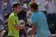 Jun 6, 2014; Paris, France; Rafael Nadal (ESP), right, shakes hands with Andy Murray (GBR) after their match on day 13 at the 2014 French Open at Roland Garros. Mandatory Credit: Susan Mullane-USA TODAY Sports