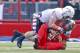 Nov 2, 2013; Piscataway, NJ, USA; Temple Owls linebacker Tyler Matakevich (8) sacks Rutgers Scarlet Knights quarterback Gary Nova (10) during the second half at High Points Solutions Stadium. Rutgers won 23-20. Mandatory Credit: Jim O'Connor-USA TODAY Sp