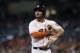 May 31, 2014; Houston, TX, USA; Houston Astros second baseman Jose Altuve (27) adjusts his gloves during the second inning against the Baltimore Orioles at Minute Maid Park. Mandatory Credit: Andrew Richardson-USA TODAY Sports