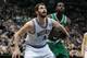 MINNEAPOLIS, MN - MARCH 30: Kevin Love #42 of the Minnesota Timberwolves boxes out Brandon Bass #30 of the Boston Celtics as they wait for a rebound during the game on March 30, 2012 at Target Center in Minneapolis, Minnesota. NOTE TO USER: User expressl
