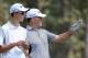 PINEHURST, NC - JUNE 12: Fran Quinn of the United States talks with his caddie Owen Quinn on the 15th tee during the first round of the 114th U.S. Open at Pinehurst Resort & Country Club, Course No. 2 on June 12, 2014 in Pinehurst, North Carolina. (Phot