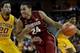 Jan 26, 2014; Los Angeles, CA, USA; USC Trojans guard J.T. Terrell (20) guards Stanford Cardinal forward Josh Huestis (24) in overtime at Galen Center. Stanford Cardinal won in overtime 77-71. Mandatory Credit: Jayne Kamin-Oncea-USA TODAY Sports