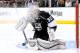 LOS ANGELES, CA - JUNE 13: Goaltender Jonathan Quick #32 of the Los Angeles Kings makes a save as ice flies into his mask in double overtime against the New York Rangers during Game Five of the 2014 Stanley Cup Final at Staples Center on June 13, 2014 in