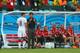 SALVADOR, BRAZIL - JUNE 16: Head coach Joachim Loew of Germany claps as Mesut Oezil exits the match during the 2014 FIFA World Cup Brazil Group G match between Germany and Portugal at Arena Fonte Nova on June 16, 2014 in Salvador, Brazil. (Photo by Clive