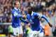 HULL, ENGLAND - MAY 11: Romelu Lukaku (R) of Everton celebrates his goal with Aidan McGeady of Everton during the Barclays Premier League match between Hull City and Everton at KC Stadium on May 11, 2014 in Hull, England. (Photo by Jan Kruger/Getty Imag