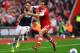 SOUTHAMPTON, ENGLAND - MAY 11: (L-R) Adnan Januzaj of Manchester United is challenged by Jack Cork of Southampton during the Barclays Premier League match between Southampton and Manchester United at St Mary's Stadium on May 11, 2014 in Southampton, Engl