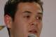 Rookie Kyle Larson takes questions before the season in Charlotte.