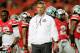 MIAMI GARDENS, FL - JANUARY 03: Head coach Urban Meyer of the Ohio State Buckeyes looks on during warm ups prior to the Discover Orange Bowl against the Clemson Tigers at Sun Life Stadium on January 3, 2014 in Miami Gardens, Florida. (Photo by Chris Tro