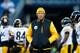 FOXBORO, MA - NOVEMBER 03: Defensive coordinator Dick LeBeau of the Pittsburgh Steelers watches his team warm up prior to the game against the New England Patriots at Gillette Stadium on November 3, 2013 in Foxboro, Massachusetts. (Photo by Jared Wickerh