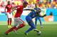 BRASILIA, BRAZIL - JUNE 15: Walter Ayovi of Ecuador dribbles past Haris Seferovic of Switzerland during the 2014 FIFA World Cup Brazil Group E match between Switzerland and Ecuador at Estadio Nacional on June 15, 2014 in Brasilia, Brazil. (Photo by Cliv