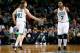 BOSTON, MA - DECEMBER 16: Kelly Olynyk #41 and Jared Sullinger #7 of the Boston Celtics react following a basket in the second quarter against the Minnesota Timberwolves during the game at TD Garden on December 16, 2013 in Boston, Massachusetts. NOTE TO U