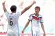 June 16, 2014; Salvador, BRAZIL; Germany player Thomas Mueller (13) and Sami Khedira (6) celebrate a goal against Portugal during Group G play during the 2014 World Cup at Arena Fonte Nova. Mandatory Credit: Tim Groothuis/Witters Sport via USA TODAY Spor