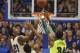 Jan 20, 2014; Lawrence, KS, USA; Kansas Jayhawks center Joel Embiid (21) and Baylor Bears forward Cory Jefferson (34) fight for a rebound during the second half at Allen Fieldhouse. Kansas won 78-68. Mandatory Credit: Denny Medley-USA TODAY Sports
