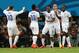 MANAUS, BRAZIL - JUNE 14: Daniel Sturridge of England (C) celebrates scoring his team's first goal with Wayne Rooney (L), Raheem Sterling (2nd L), Jordan Henderson (2nd R) and Danny Welbeck (R) during the 2014 FIFA World Cup Brazil Group D match between E