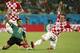 Jun 23, 2014; Recife, Pernambuco, BRAZIL; Mexico midfielder Jose Vazquez (23) and Croatia midfielder Luka Modric (10) battle for the ball during the first half of a 2014 World Cup game at Arena Pernambuco. Mandatory Credit: Winslow Townson-USA TODAY Sport