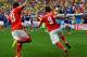 BRASILIA, BRAZIL - JUNE 15: Haris Seferovic of Switzerland (R) and Ricardo Rodriguez celebrate after Switzerland's secund goal during the 2014 FIFA World Cup Brazil Group E match between Switzerland and Ecuador at Estadio Nacional on June 15, 2014 in Bra