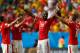 BRASILIA, BRAZIL - JUNE 15: Johan Djourou of Switzerland (2nd R) celebrates with Steve von Bergen (L), Stephan Lichtsteiner (2nd L) and Granit Xhaka after defeating Ecuador 2-1 in the 2014 FIFA World Cup Brazil Group E match between Switzerland and Ecuad