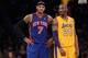 LOS ANGELES, CA - DECEMBER 29: Carmelo Anthony #7 of the New York Knicks and Kobe Bryant #24 of the Los Angeles Lakers talk during the first half at Staples Center on December 29, 2011 in Los Angeles, California. NOTE TO USER: User expressly acknowledges