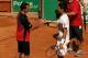 ROME - MAY 10: Radek Stepanek of the Czech Republic (L) is forced to retire due to feeling sick at the end of the first game of the second set against Novak Djokovic of Serbia during their semi-final match at the ATP Masters Series at the Foro Italico, o