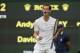 Jun 23, 2014; London, United Kingdom; Andy Murray (GBR) reacts during his match against David Goffin (BEL) on day one of the 2014 Wimbledon Championships at the All England Lawn and Tennis Club. Mandatory Credit: Susan Mullane-USA TODAY Sports