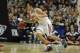 Mar 27, 2014; Anaheim, CA, USA; Arizona Wildcats forward Aaron Gordon (11) dribbles the ball against the San Diego State Aztecs during the second half in the semifinals of the west regional of the 2014 NCAA Mens Basketball Championship tournament at Honda