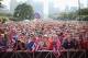 CHICAGO, IL - JUNE 22: Fans gather in Grant Park to watch the U.S. play Portugal in a Group G World Cup soccer match on June 22, 2014 in Chicago, Illinois. Fans were turned away from the free event after a 10,000-person capacity was reached. (Photo by S