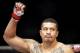 May 10, 2014; Cincinnati, OH, USA; Soa Palelei (red gloves) reacts after knocking out Ruan Potts (not pictured) 2:20 into the first round of a heavyweight bout at US Bank Arena. Mandatory Credit: Joe Maiorana-USA TODAY Sports